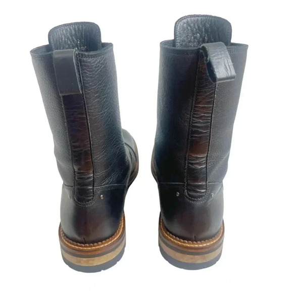 Bruno Magli Palatino Men's Black Pebbled Leather Combat Boots Size 12 - Picture 5 of 11